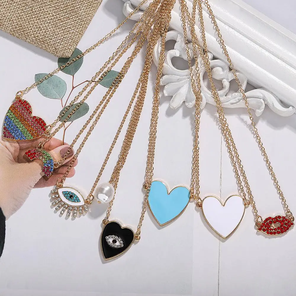 2019 новое сердце рот глаз стекло Подвески ожерелье корейские ювелирные изделия