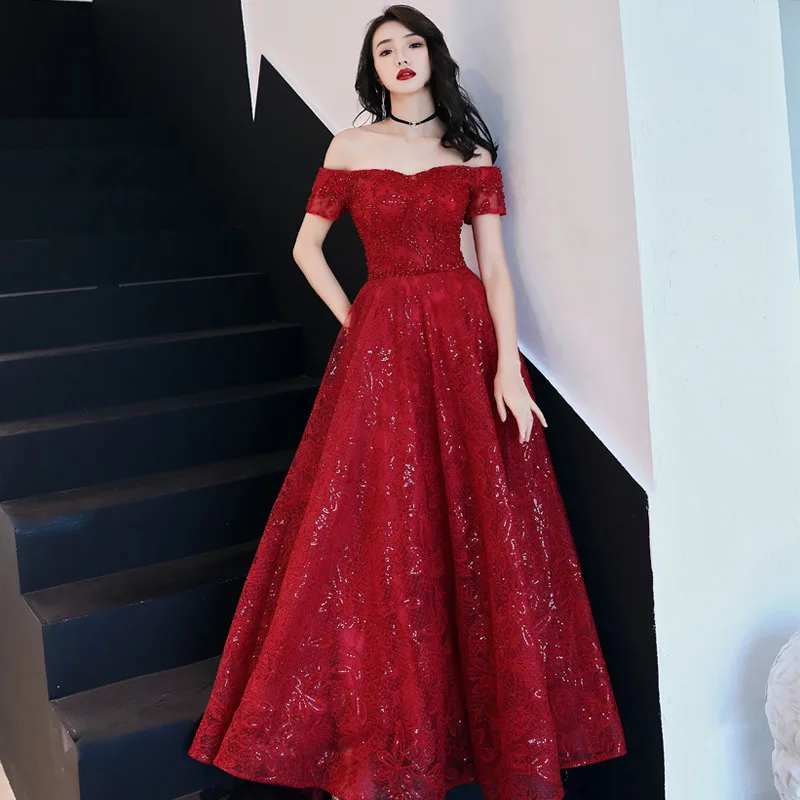Style 1 Сексуальное Тонкое свадебное платье с блестками и открытыми плечами; вечернее платье; китайский свадебный тост; улучшенное платье Qipao; Vestidos; Размер s-xxl - Цвет: Style 1