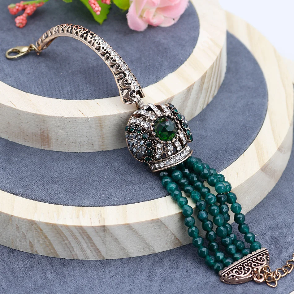 2018 женские браслеты из натурального камня и хрусталя античный золотой браслет