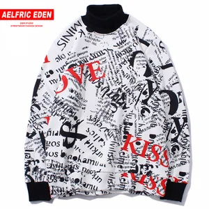 Толстовка AELFRIC Мужская, с капюшоном, флисовая, повседневная, с принтом граффити, в стиле хип-хоп, 2018