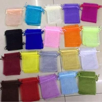 100pcslot 7x9 9x12 10x12 10x15cm solid colour drawstring organza bags christmas wedding gift bags candy jewelry bags pouches