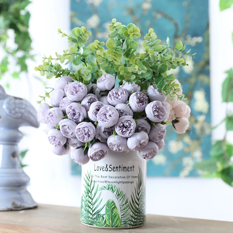 Искусственные искусственные цветы роза букет цветов для дома отеля стола