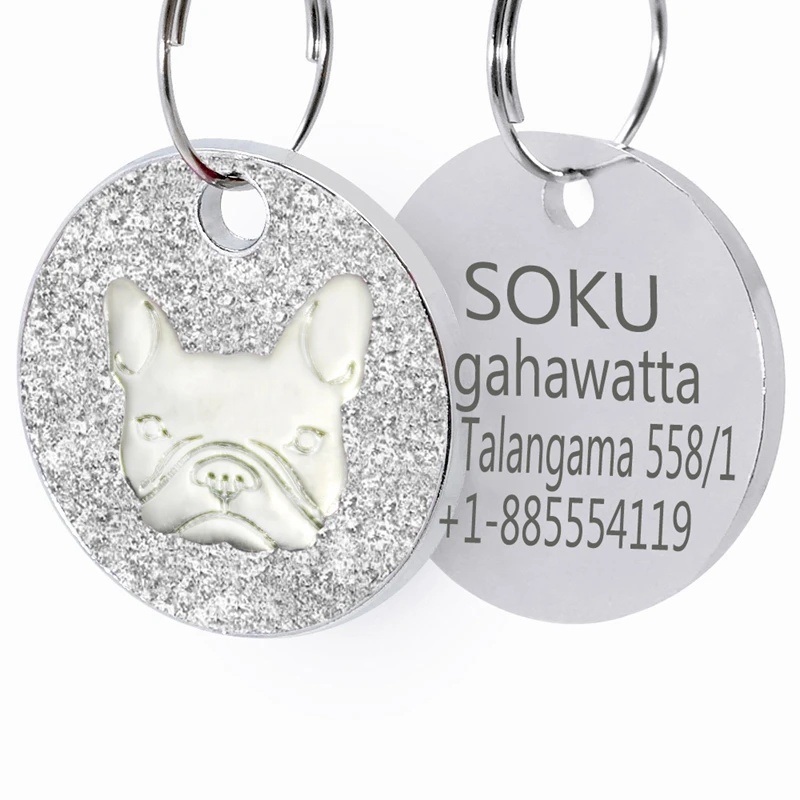 Блестящий милый стиль из нержавеющей teel бульдог шаблон собака id Теги