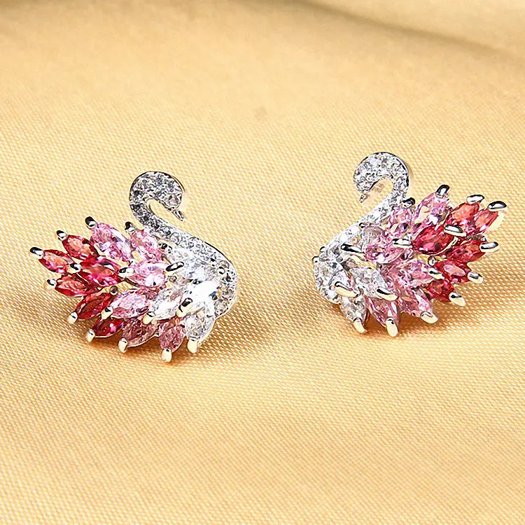 classic swan red LADYCHIC милые элегантные серебряные серьги в виде лебедей для женщин милые жемчужные серьги Модные Ювелирные изделия Подарки на день рождения LE1374 - Окраска металла: classic swan red