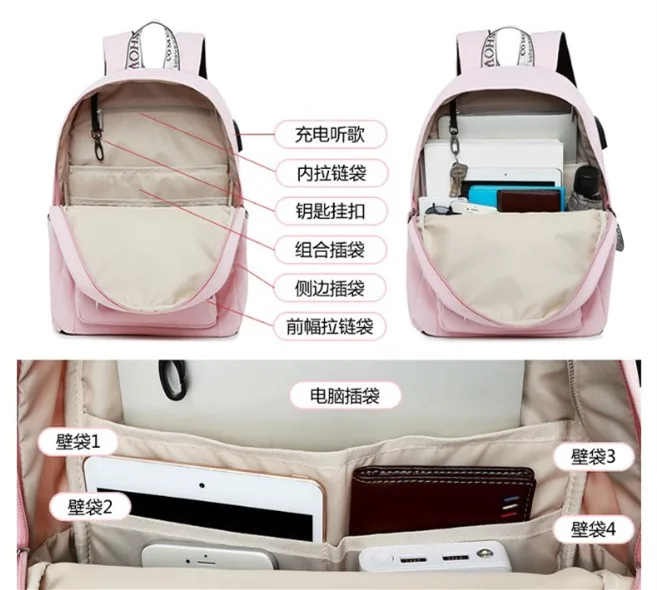 USB Водонепроницаемые рюкзаки ударопрочные светящиеся школьные сумки для