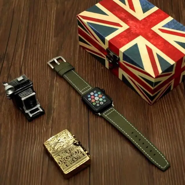 Ремешок для Apple Watch Series 4 аксессуары из холщовой и кожаной кожи 1 2 3 38 мм 42 мм|Ремешки