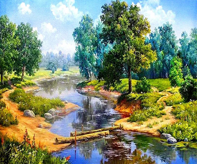 Diamond Embroidery Forest Landscape Cross Stitch 5D Full Square Mosaic Painting Sale DIY Sticker Decor Paintings | Дом и сад