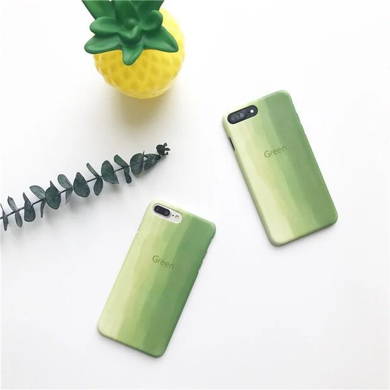 Matcha Green Gradient Phone Case for IPhone XS 6 7 6S 8 Simple Hard Matte Plus Back Cover |