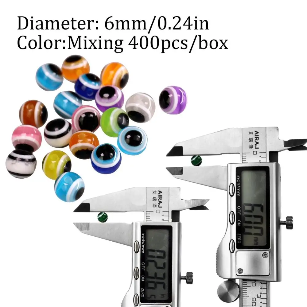 400pcs 6mm 1 коробка, 6 мм, 8 мм, 10 мм, 12 мм, бусины для рыболовных глаз, рыбий глаз Carolina Rigs, налоговые установки, DIY комплект, приманка для ловли окуня, снасти с коробкой - Цвет: 400pcs 6mm