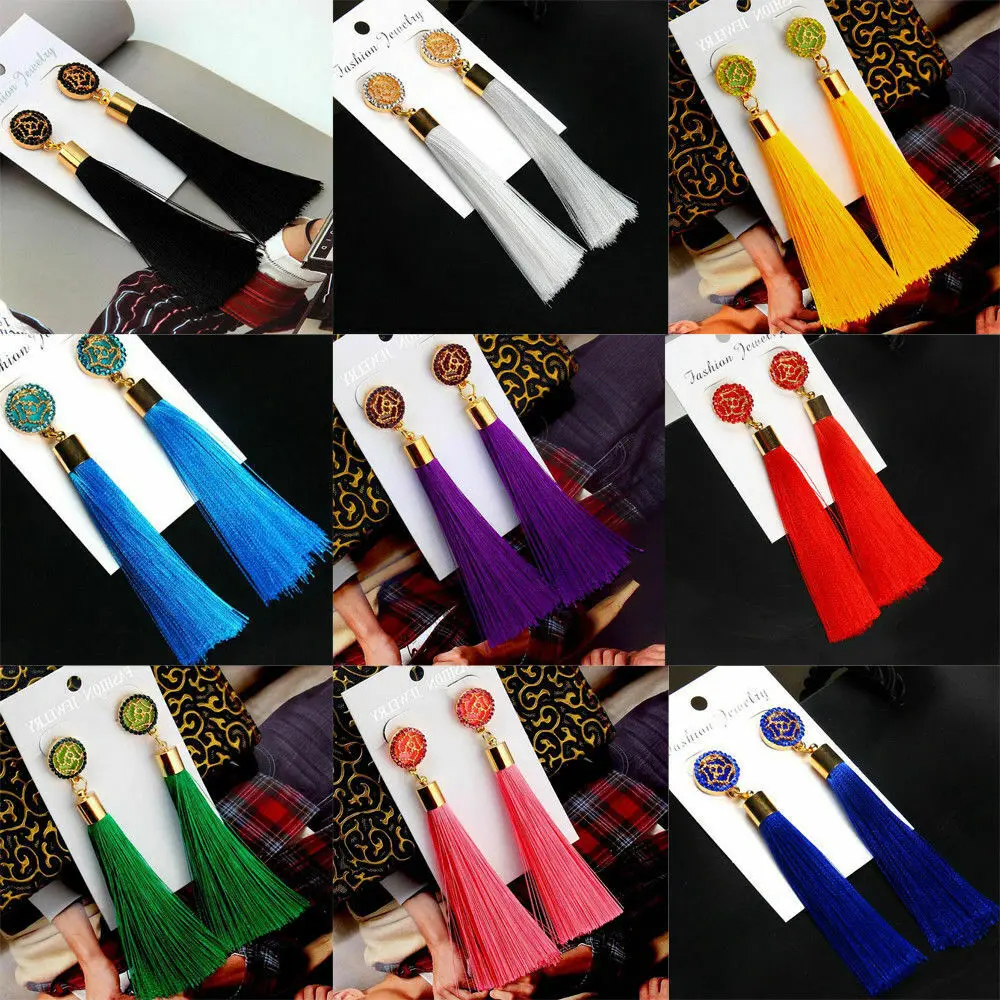 Черные кристаллы цветок серьги кисти Серьги Геометрические длинные с