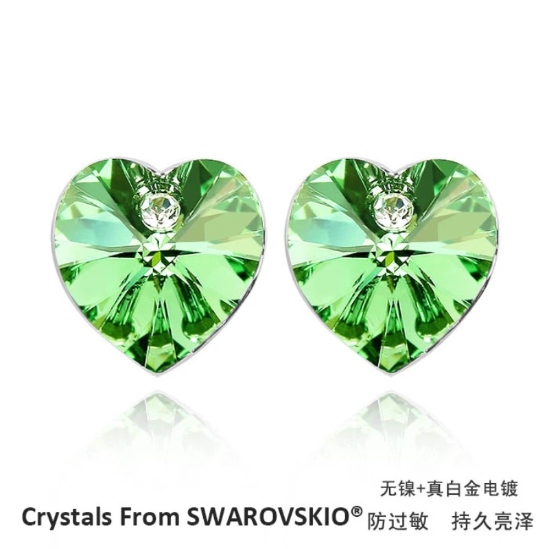 Серьги-гвоздики в виде сердца с кристаллом из Австрия | Украшения и аксессуары