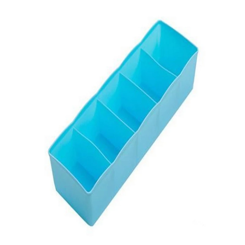 blue Urijk 1 шт. коробка для хранения в шкафу Организатор Носки Бюстгальтер Нижнее бельё для девочек Организатор гардероб Пластик Настольный 5 сетки красочные доманий ящик для хранения - Цвет: blue