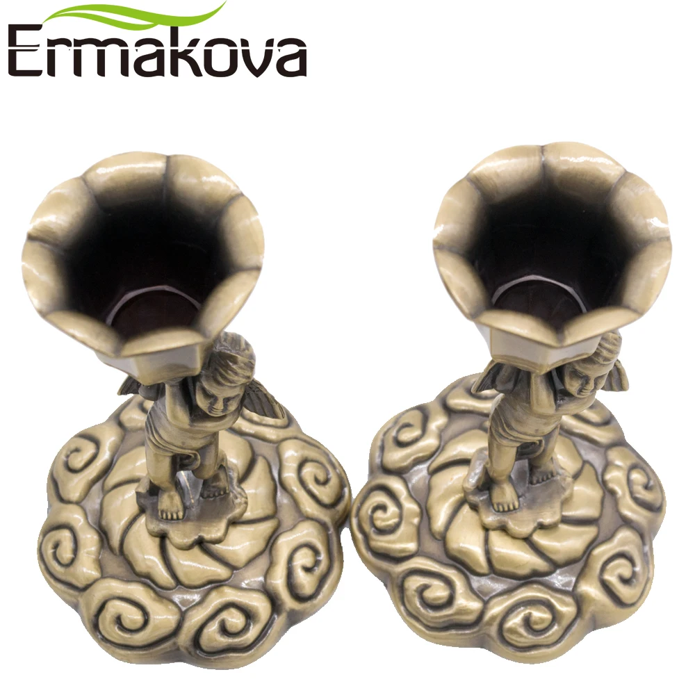 ERMAKOVA 2 шт./пара 10 5 см (4 1 &quot) Металл 3D тиснение Ретро Ангел подсвечник Свеча