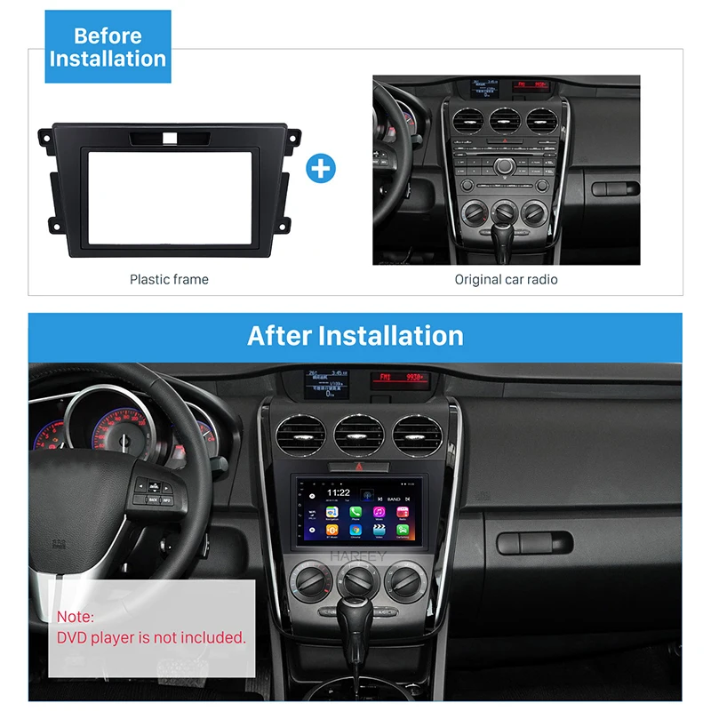 Комплект отделки автомобильной радиопанели Harfey 2 DIN для Mazda 2006 2007 2017 годов выпуска