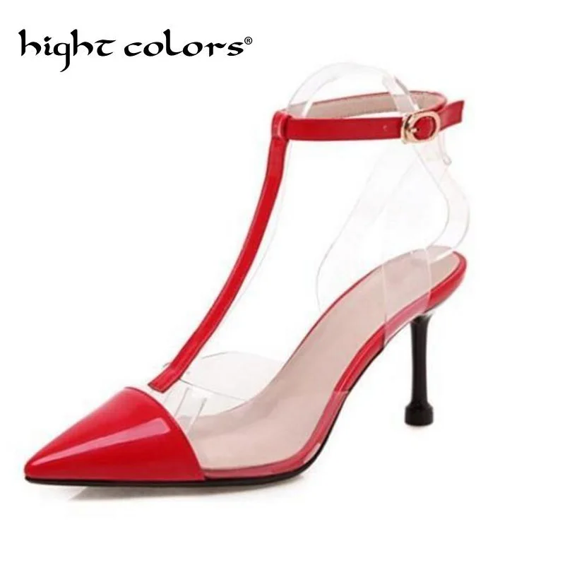 Женские прозрачные босоножки Новинка весны 2019 года туфли на высоком каблуке