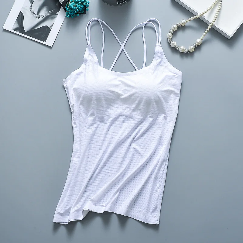 Summer Ice Silk No Ttrace Sling Vest Bra with Detachable Chest Pad Comfortable Breathable Fabric Sleep Underwear | Женская одежда