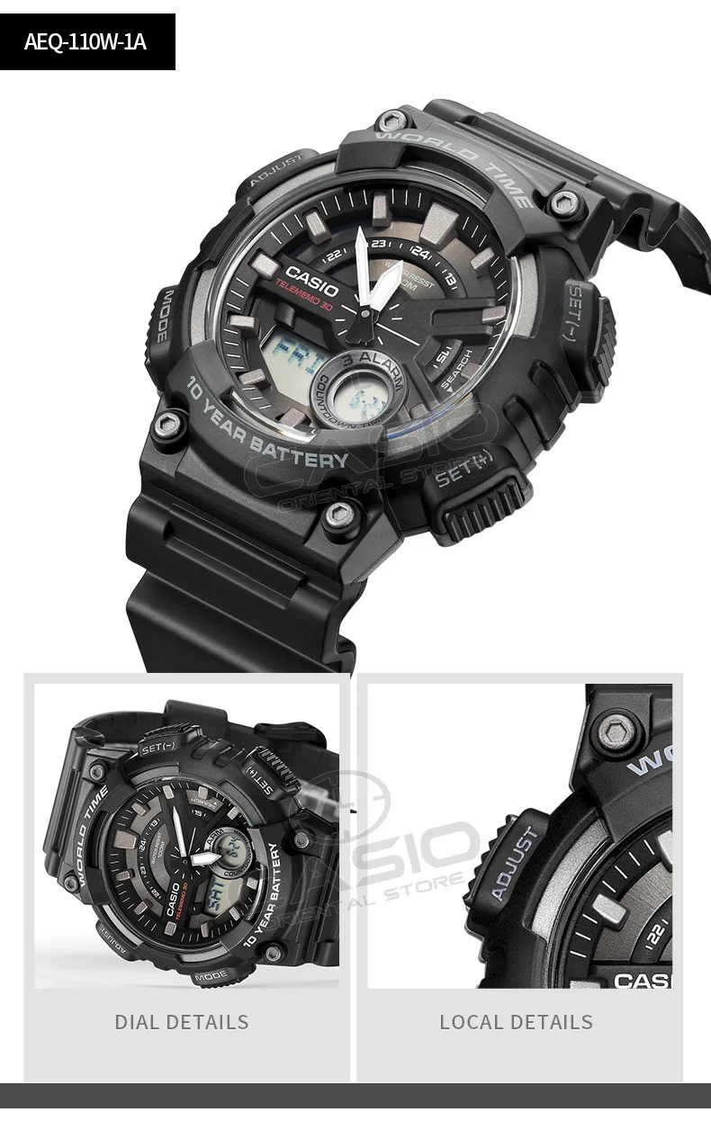 Casio, мужские часы, цифровые часы, кварцевые, 100 метров, водонепроницаемые, Топ бренд, Роскошные, известный, модные, 10 лет, электричество, AEQ-200W-2a