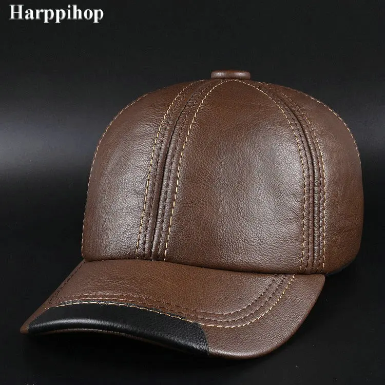 Новая зимняя модная кожаная кепка мужская бейсболка Кепка из кожи Haining|leather baseball