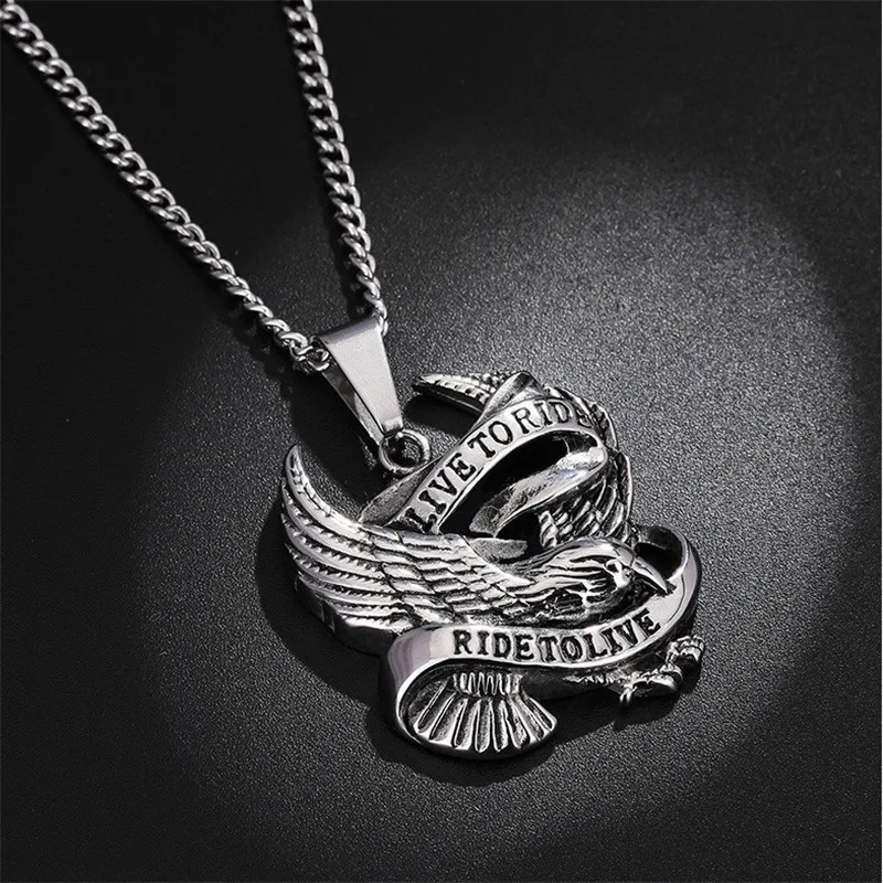 Модные панк рок Орел кулон Цепочки и ожерелья цепь жить чтобы ездить Jewelry для Для