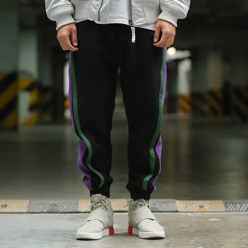 Red Charcoal Winter New Color Side The Purple And Velvet Black Leg Trousers Hipster Mens Pants |