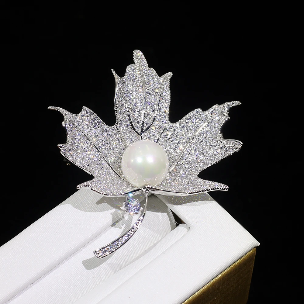 Брош пара дама де circonio bisuteria Fahion de hoja plata Broche para caja regalo | Украшения и аксессуары
