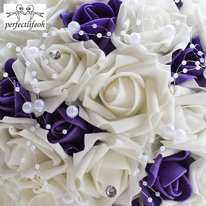 Perfectlifeoh Свадебные цветы Каскадный Свадебный букет с бриллиантами и жемчугом