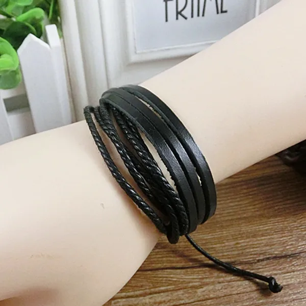 Многослойный кожаный браслет ручной работы модное Ювелирное Украшение на