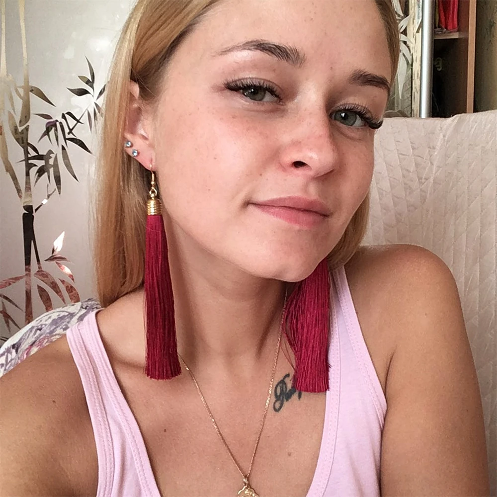 Женские серьги с кисточками Berbeny яркие капельки в стиле бохо из золотого сплава