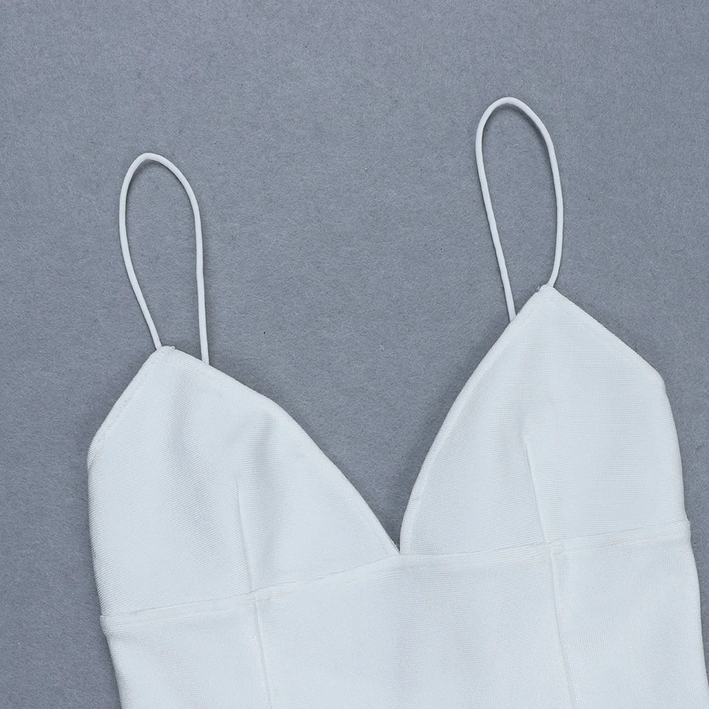 Летнее женское платье 2019 Новое модное сексуальное Белое Бандажное с v-образным