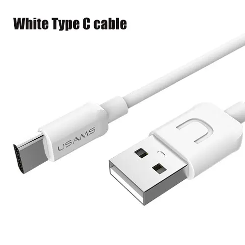 White for Type-c USAMS USB кабель для передачи данных для iPhone Micro usb type C кабель для мобильного телефона для освещения 2A кабель для быстрой зарядки USB C microusb type-c - Цвет: White for Type-c