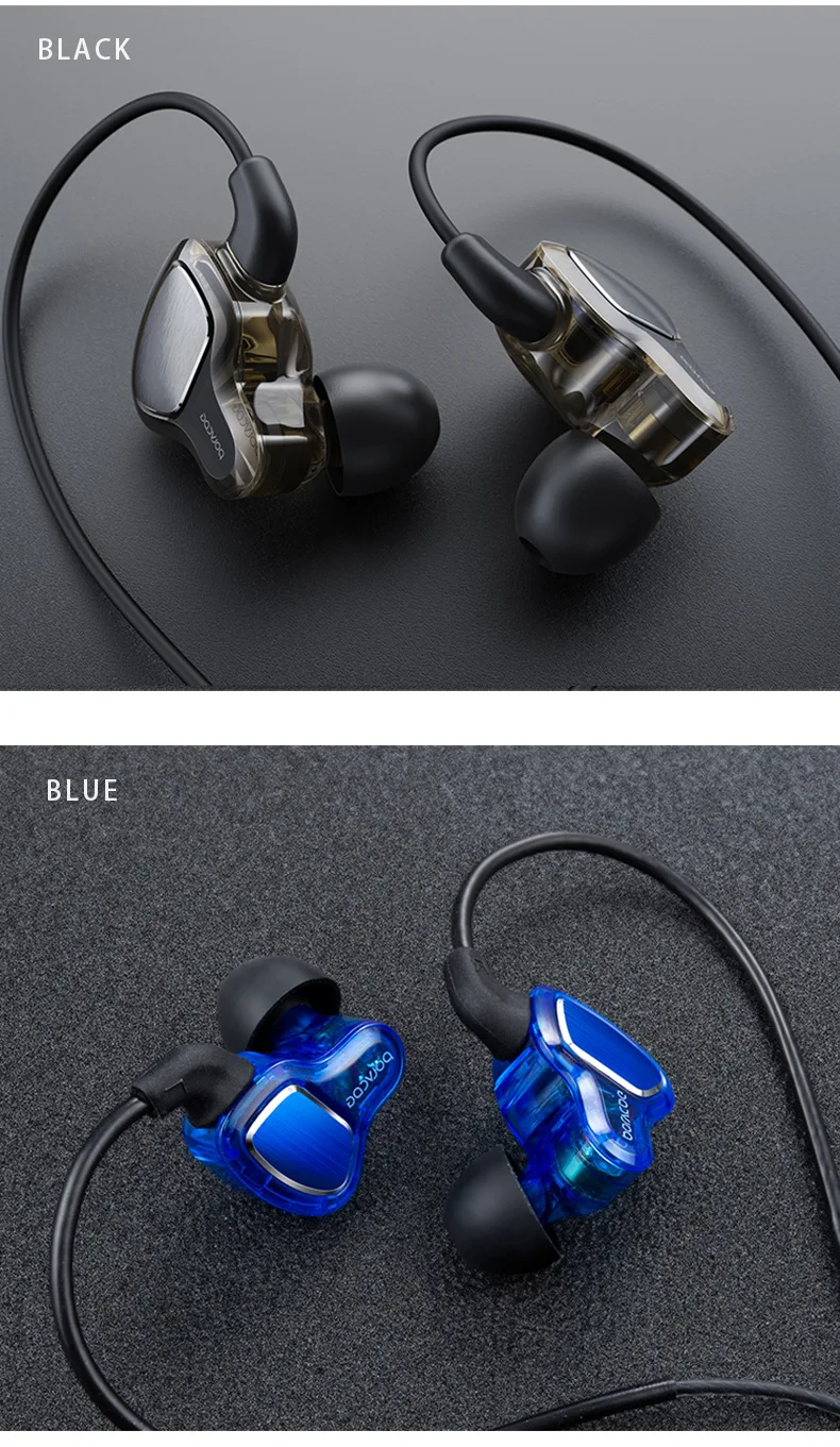 D6 HIFI высокое качество звука наушники-вкладыши четырехъядерный двойной движущийся круг сабвуфер спортивные Висячие наушники с шумоподавлением