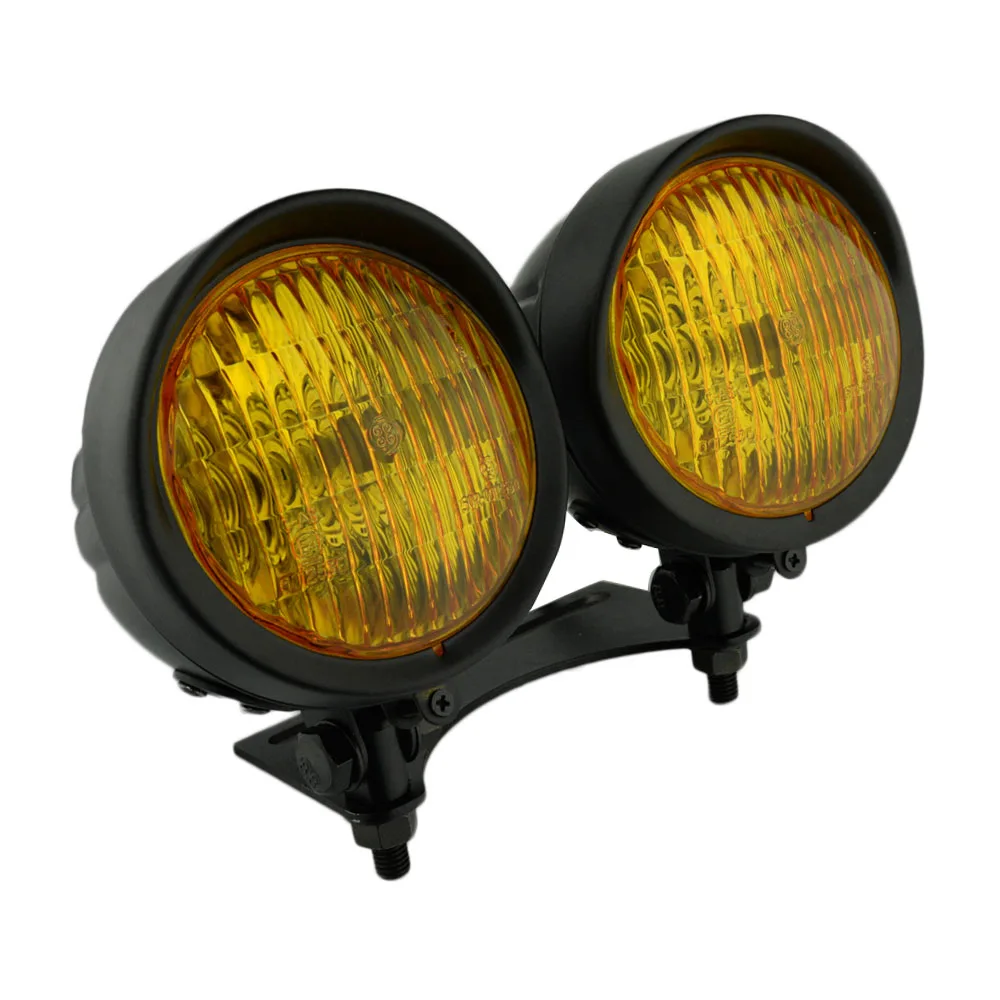 NO4 Dual Headlight Двойной 4,7" фара лампа двойной Янтарный кронштейн мотоцикла таможня для метрического велосипеда Honda/Harley/Yamaha/Triumph - Цвет: NO4 Dual Headlight