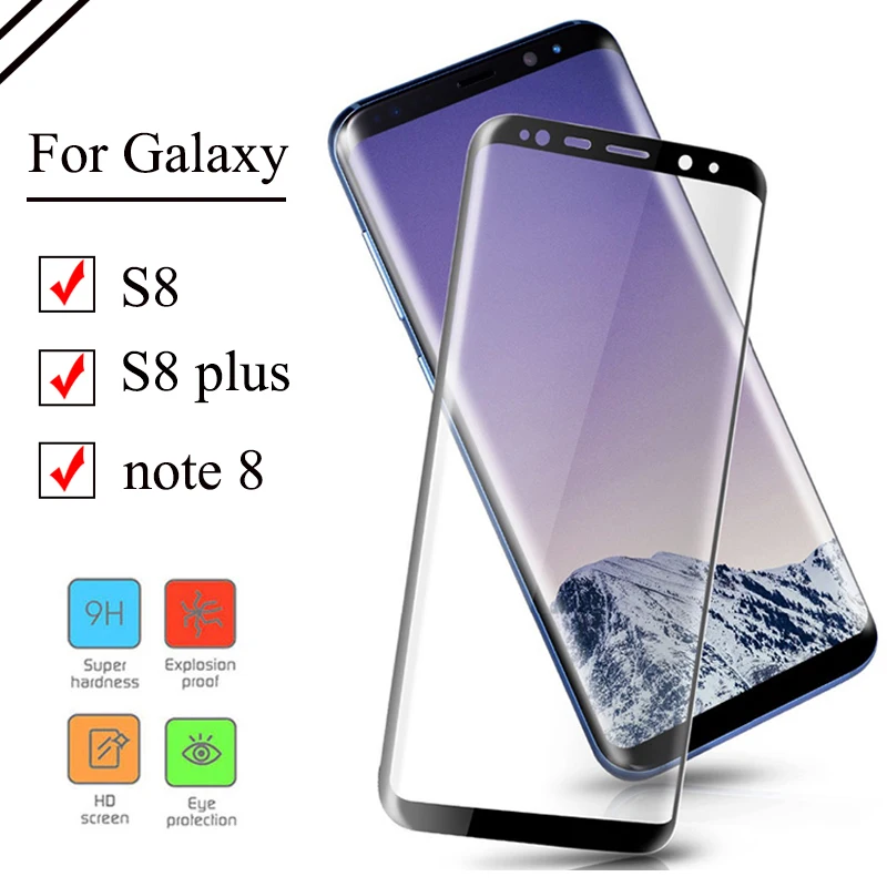 Стекло для samsung s8 plus note 8 3d изогнутая galaxy s8plus note8 Защитная пленка экрана damsung glaxay
