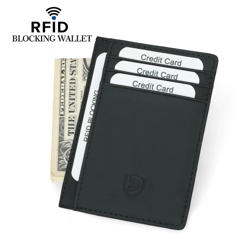 Держатель для карт из коровьей кожи для мужчин, RFID кошелек для кредитных карт, тонкий мульти-карты, слоты для монет, Карманный держатель для карт, Rfid защита карт