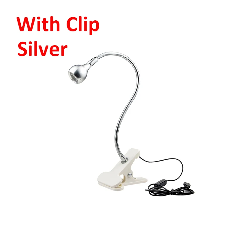 With Clip Silver Светодиодный свет для изучения комнаты лампа для чтения люсис привело USB настольная лампа шкаф книжный шкаф домашнее освещение - Цвет: With Clip Silver