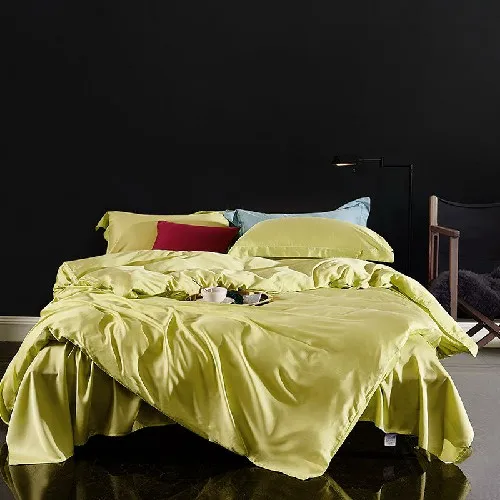 bedding set 9 Сплошной цвет лето мягкий Тенсел шелк постельное белье king size queen желтый пододеяльник мягкая простыня комплект parure de lit - Цвет: bedding set 9