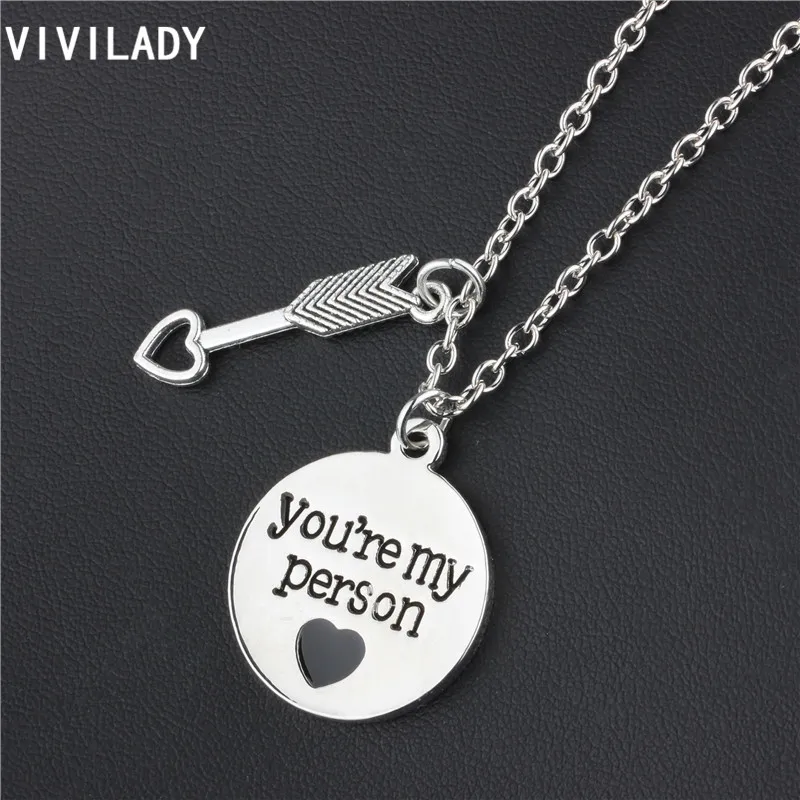 Модный VIVILADY Jewelry you're my person Амур стрелы Эмаль Сердце Длинные ожерелья унисекс