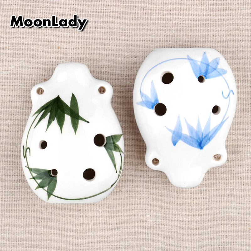 Окарина с 6 отверстиями AC синими/зелеными бамбуковыми листьями Новое поступление