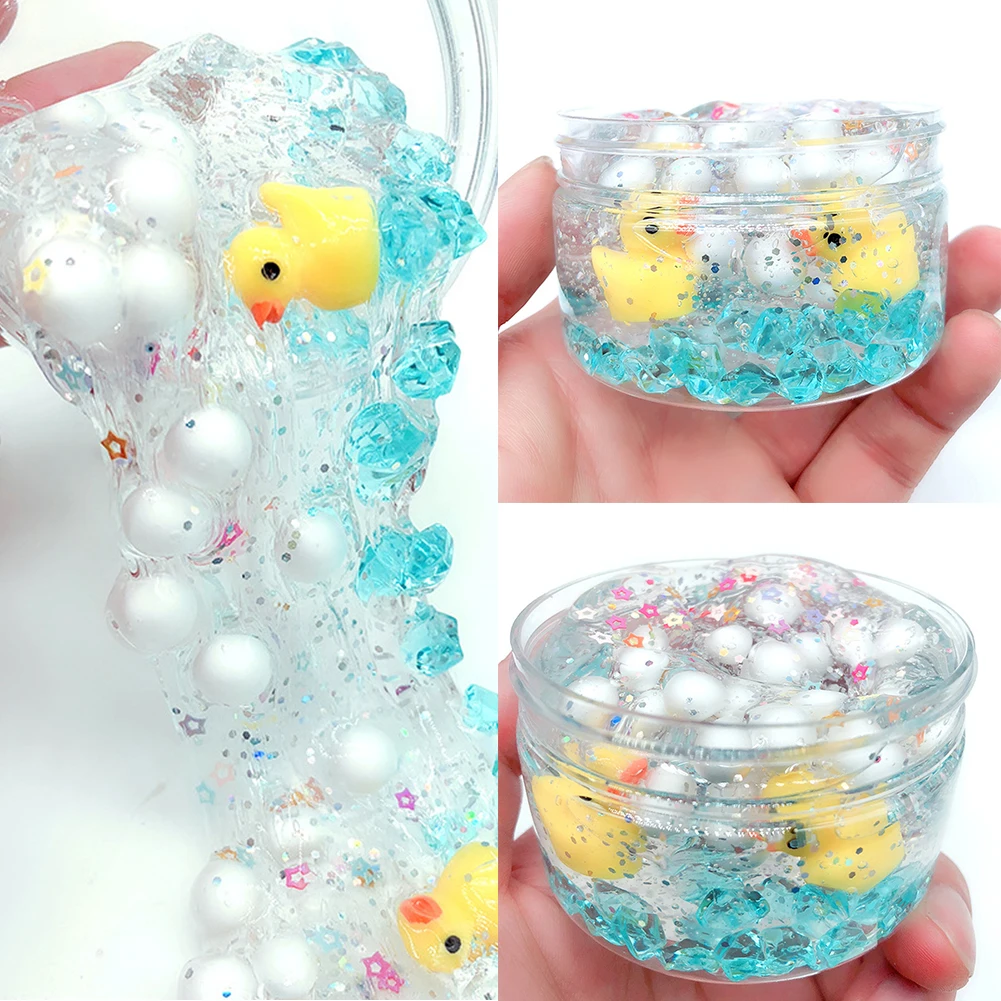 

60/100ml Cute Duck Foam Ball Plasticine Mud Clay Stress Reliever Kids Slime Toy