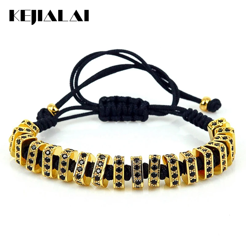 

Famous Brand New Men Bangles & Bracelets, 15pcs Micro Pave Black CZ Spacers Beads Charm Bracelet Women Fashion Jewelry