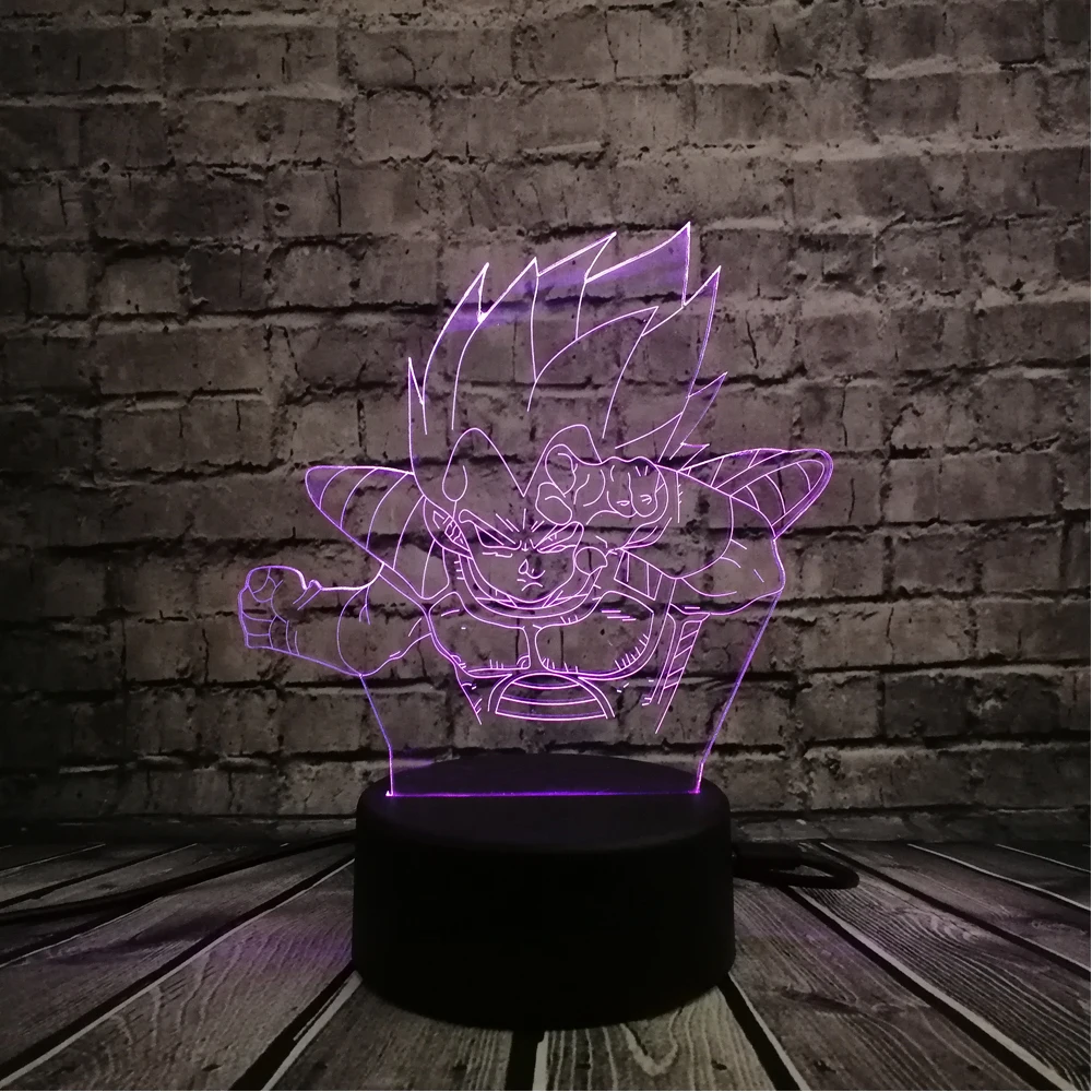 3D Ночная лампа Dragon Ball Monkey Super Saiyan Goku светодиодная настольный светильник красочная