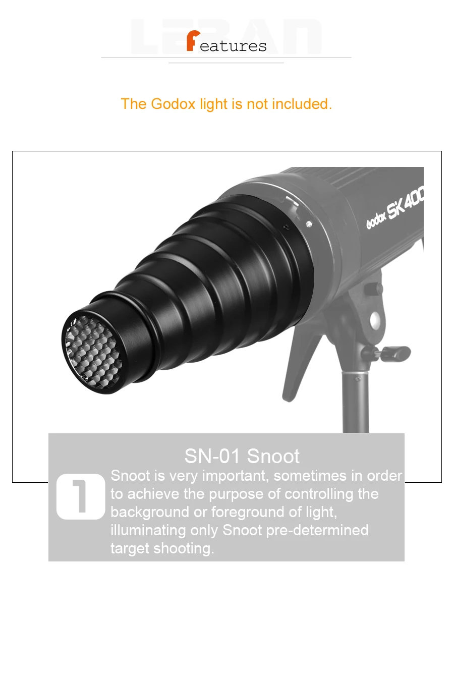 Профессиональный студийный светильник GODOX SN-01 Bowens с большим креплением