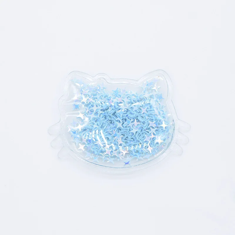 Blue 6 шт. 6 см прозрачный Пластиковый кот с разноцветными блестками внутри аппликации DIY аксессуары для головных уборов ручной работы Декор патч H28 - Цвет: Blue