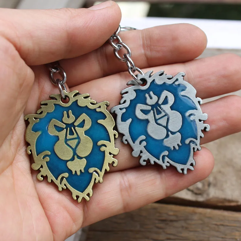 ZHIZ World of Warcraft WOW keychain Alliance Horde Key chain keyring GLOW in the DARK Pendants boys Gift