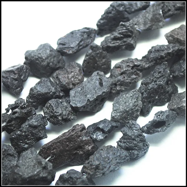 

1 string Natural stone beads Black lava volcano powerful strings for jewelry making size 20-25mm