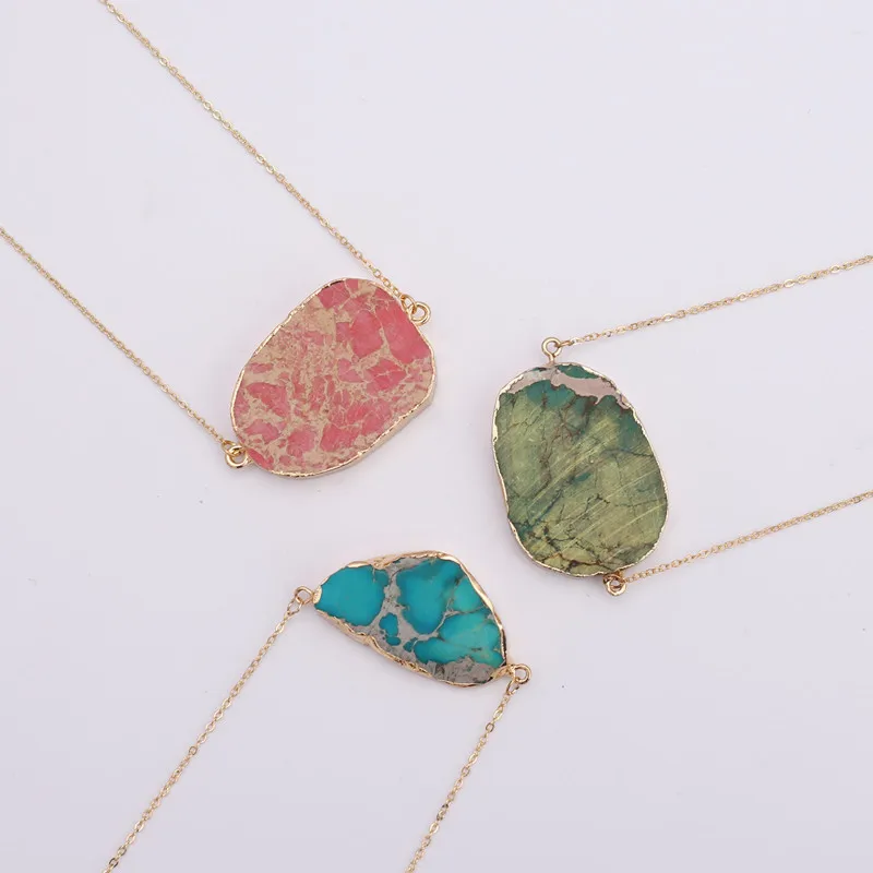 Ювелирные изделия из натурального камня подвеска золотого и серебряного цвета с