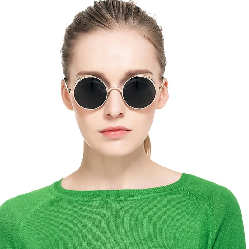 

Steampunk Vintage Sunglass Fashion round sunglasses women brand designer metal carving sun glasses men oculos de sol
