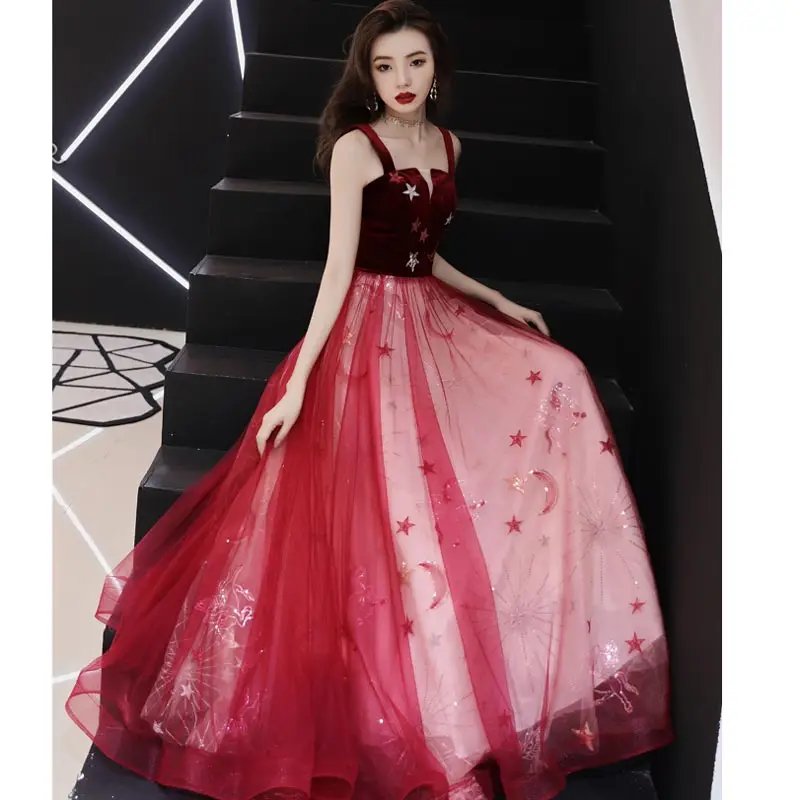 FADISTEE Новое поступление вечернее платье для выпускного вечера Vestido de Festa платье Robe De Soiree кружевное длинное платье с v-образным вырезом и изображением маленькой звезды и Луны