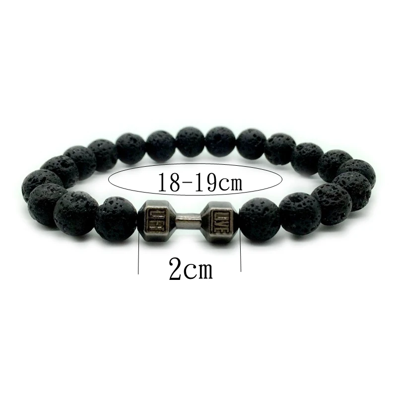 Черный вулканического камня гантели браслет Для мужчин Jewelry Браслеты для женщин
