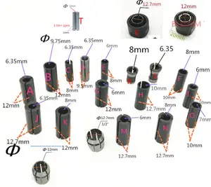 Хвостовик адаптера для фрезерного станка с ЧПУ инструментальная цанга, конус 12 дюйма, 14 дюйма, 38 дюйма, зажим 6 мм, 6,35 мм, 8 мм, 12 мм для фрезерного станка Makita BOSCH, HITACHI, DeWALT